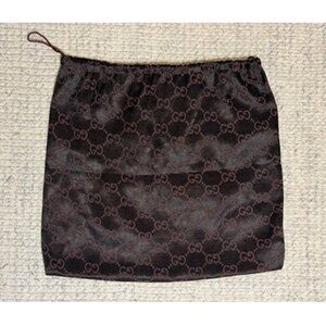 Authentic Vintage Gucci GG Print Satin Brown Dust Bag Made In Italy 14x13"
